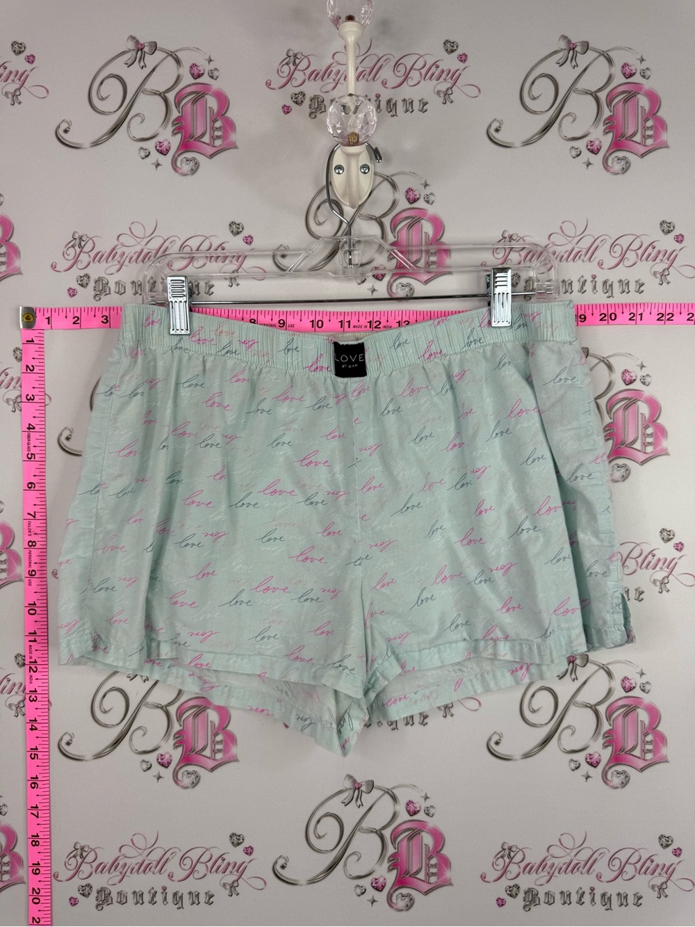 GAP shorts blue Mint Sleep Shorts with Pink 'Love' Script